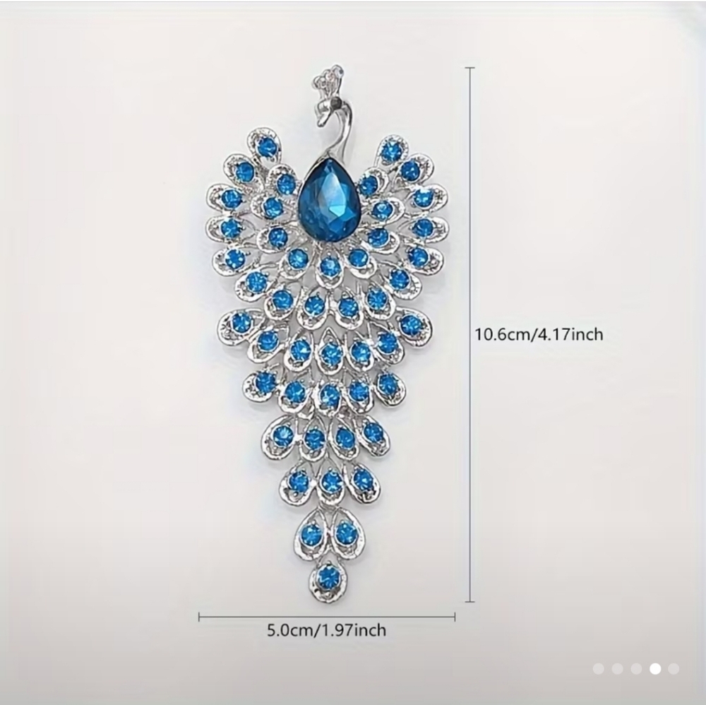 🆕️🦚 BLUE STATEMENT PEACOCK BROOCH PIN🦚 - Picture 8 of 9